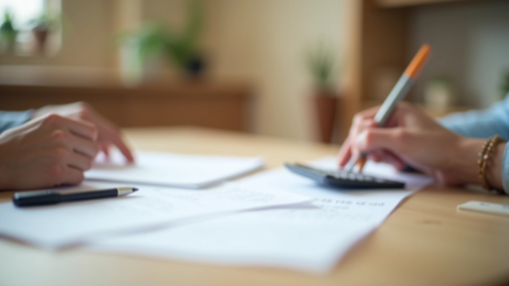 Rodinný rozpočet a finanční plánování, stůl se sešitem a kalkulačkou, přátelské domácí prostředí