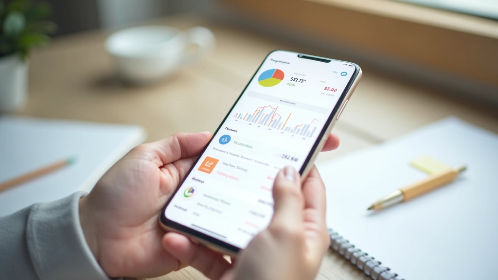 Chytrý telefon zobrazující aplikaci na sledování výdajů s přehledným grafem