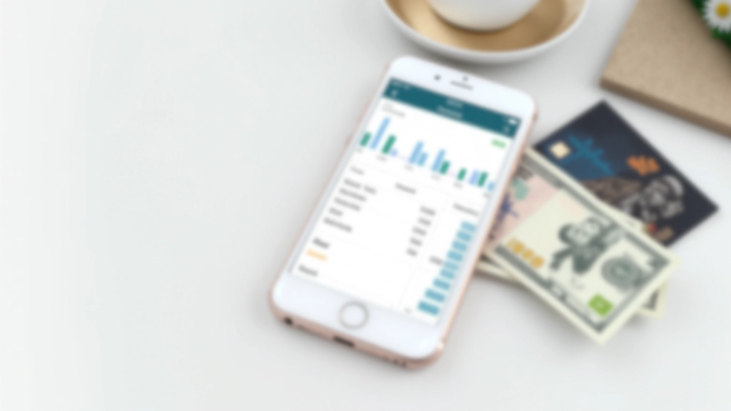 Smartphone s aplikací na sledování výdajů, grafika aplikace na displeji