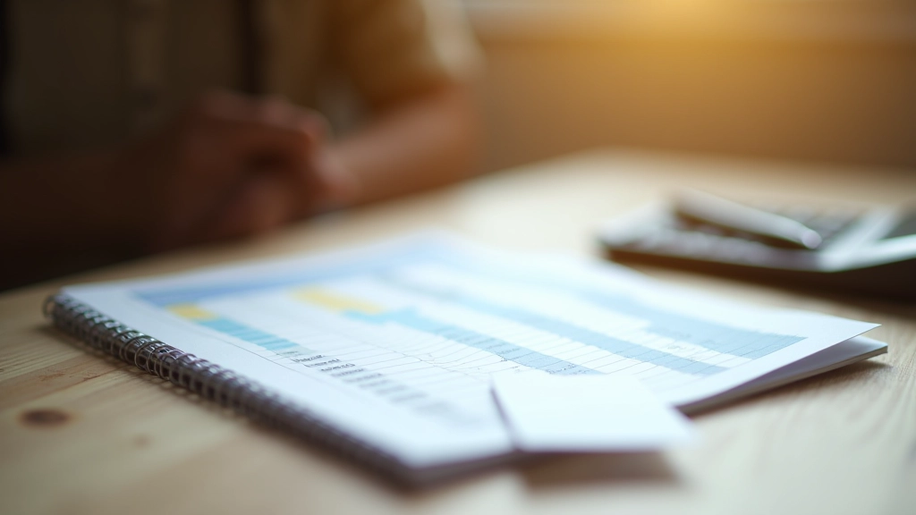 Zápisník s rozpočtem a kalkulačkou na stole